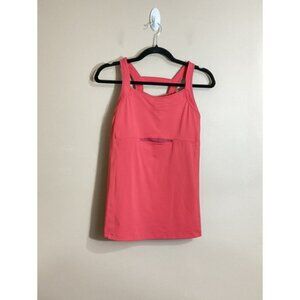 Athleta Womens Double Take Tank Top Size Medium Pink Built In Bra Pockets Active